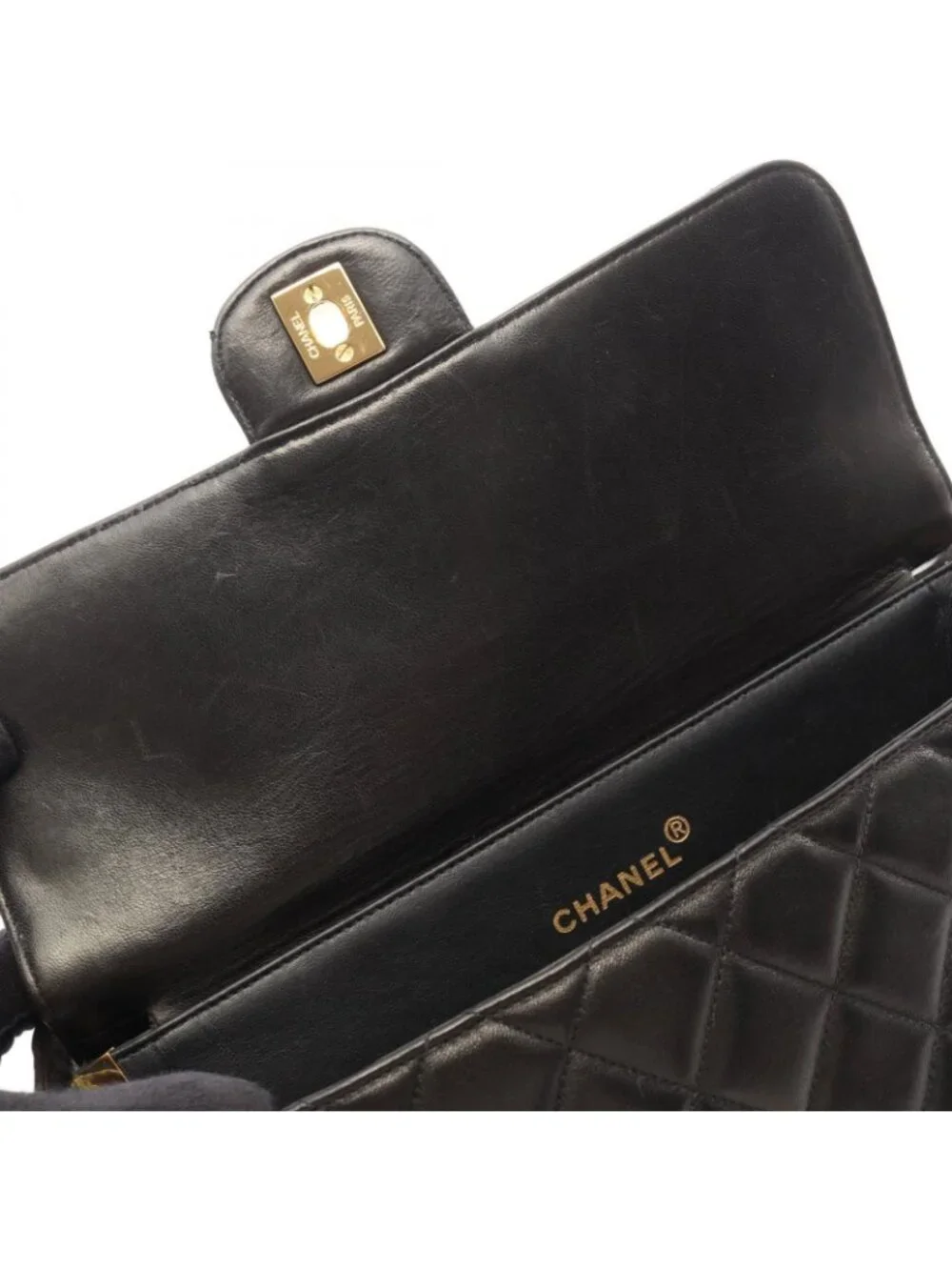 Chanel Quilted Face Black Lambskin Shoulder Bag